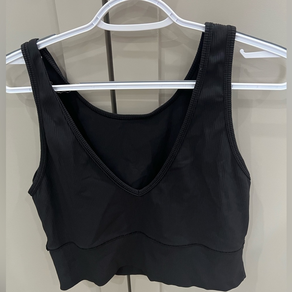 lululemon black power pivot ribbed tank top size 16